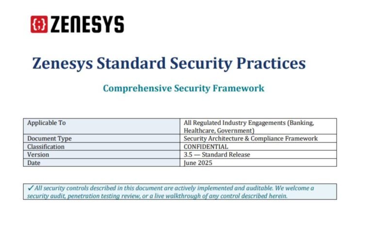 Zenesys Standard Security Practices